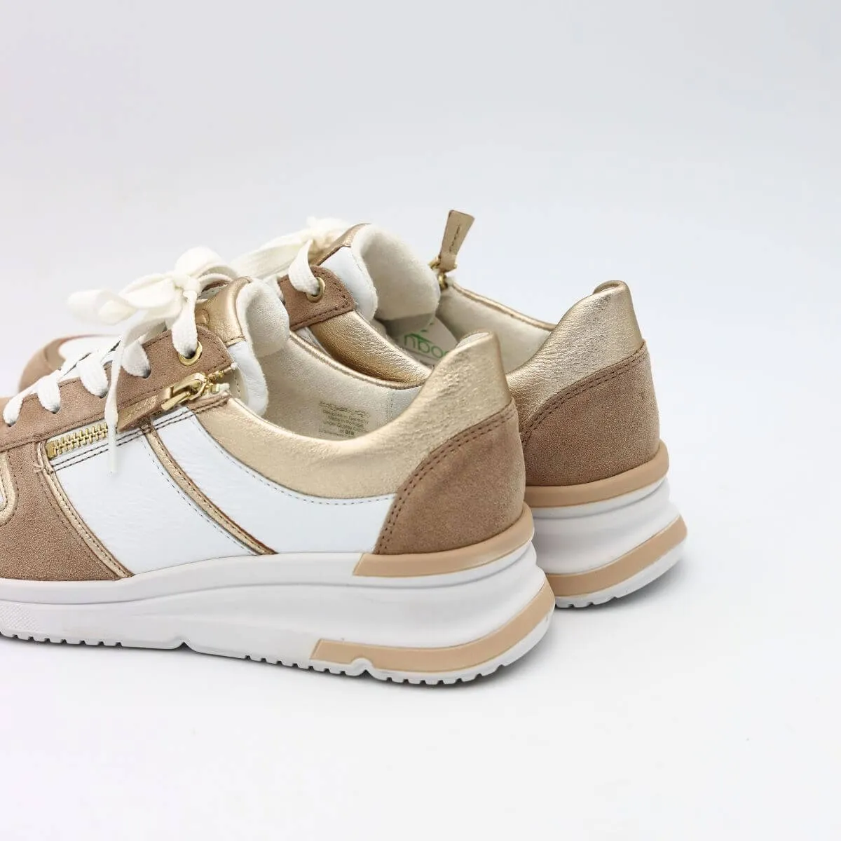 ARA SNEAKER 38412-09 PELLE ZIP BIANCO/BEIGE  