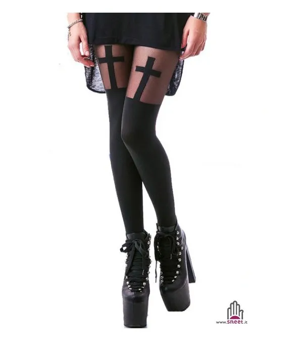 Collant autoreggenti big cross - Dream Shop