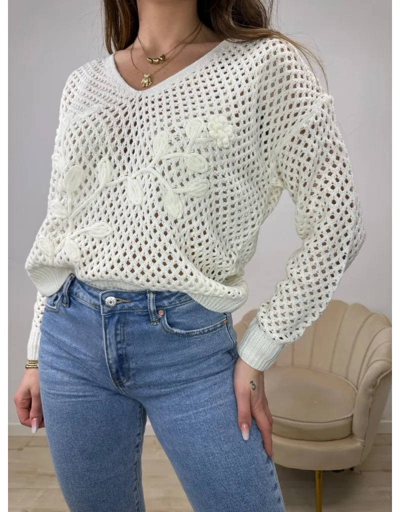 MAGLIA TRAFORATA BAY BIANCA