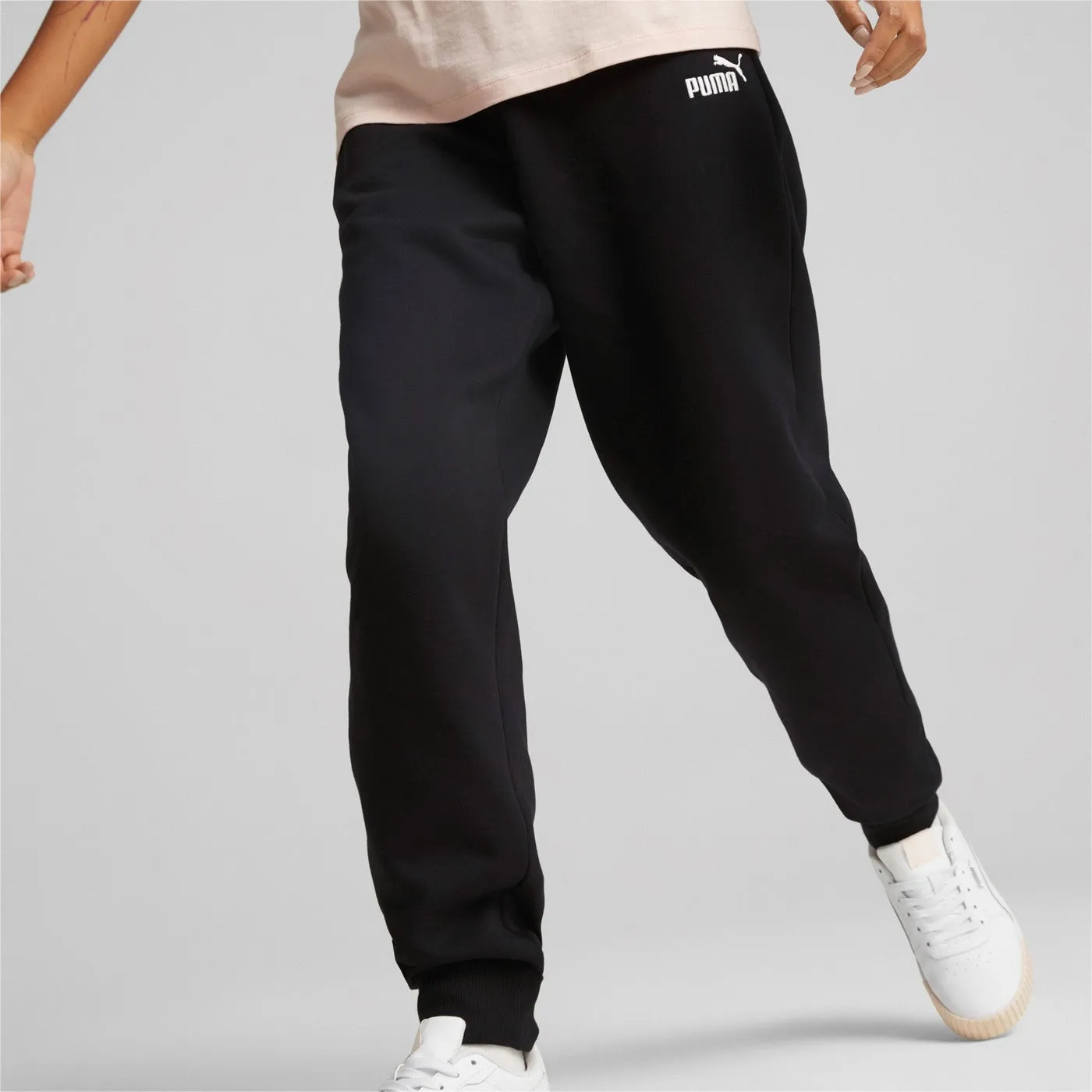 Puma women's cotton trousers with cuff ESS+ Embroidery High-Waist Pants FL cl 670007 01 black