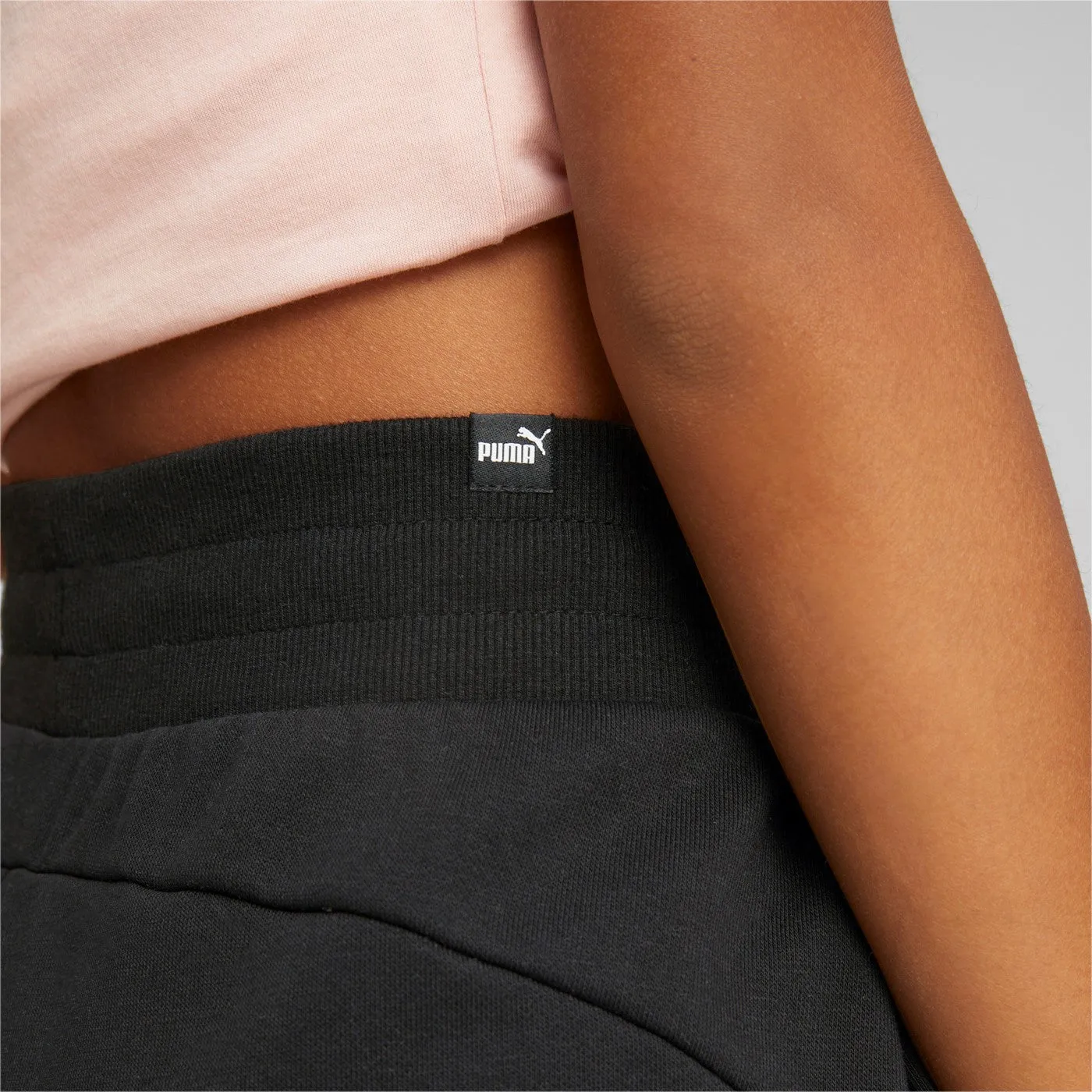 Puma women's cotton trousers with cuff ESS+ Embroidery High-Waist Pants FL cl 670007 01 black