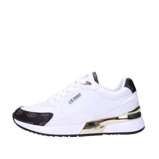 SCARPE GUESS DONNA SNEAKER RUNNER MOXEA 4G LOGO PEONY WHITE BROWN FL5MOXFAL12  